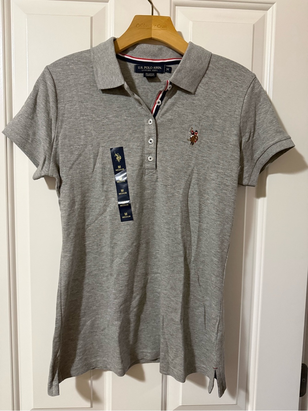 U.S. Polo Assn. Women's Light Gray Polo Shirt with Embroidered Logo